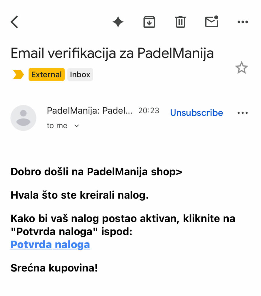 email verifikacija padelmanija 2